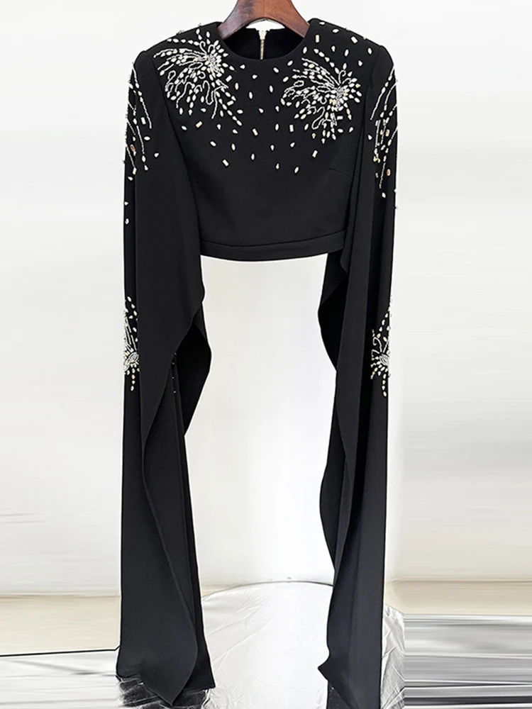 DEAT Элегантный комплект из 2 предметов с рюшами на молнии короткий топ свободные