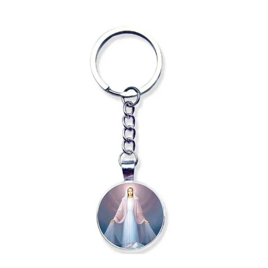 Стеклянный брелок для ключей с изображением Богородицы Иисуса аксессуары Европы