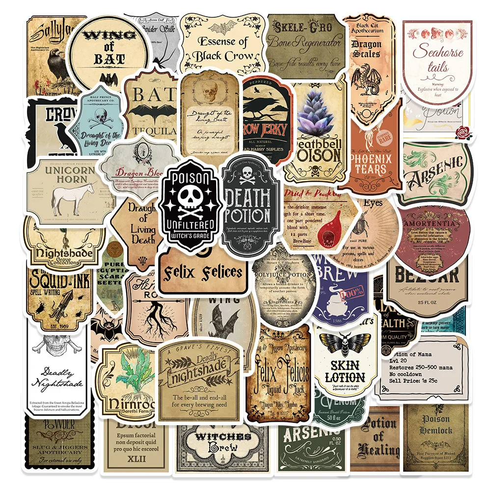 

10/50Pcs Cartoon Potion Label Graffiti Stickers DIY Notebook Luggage Refrigerator Stationery Phone Waterproof Decals Kids Toy