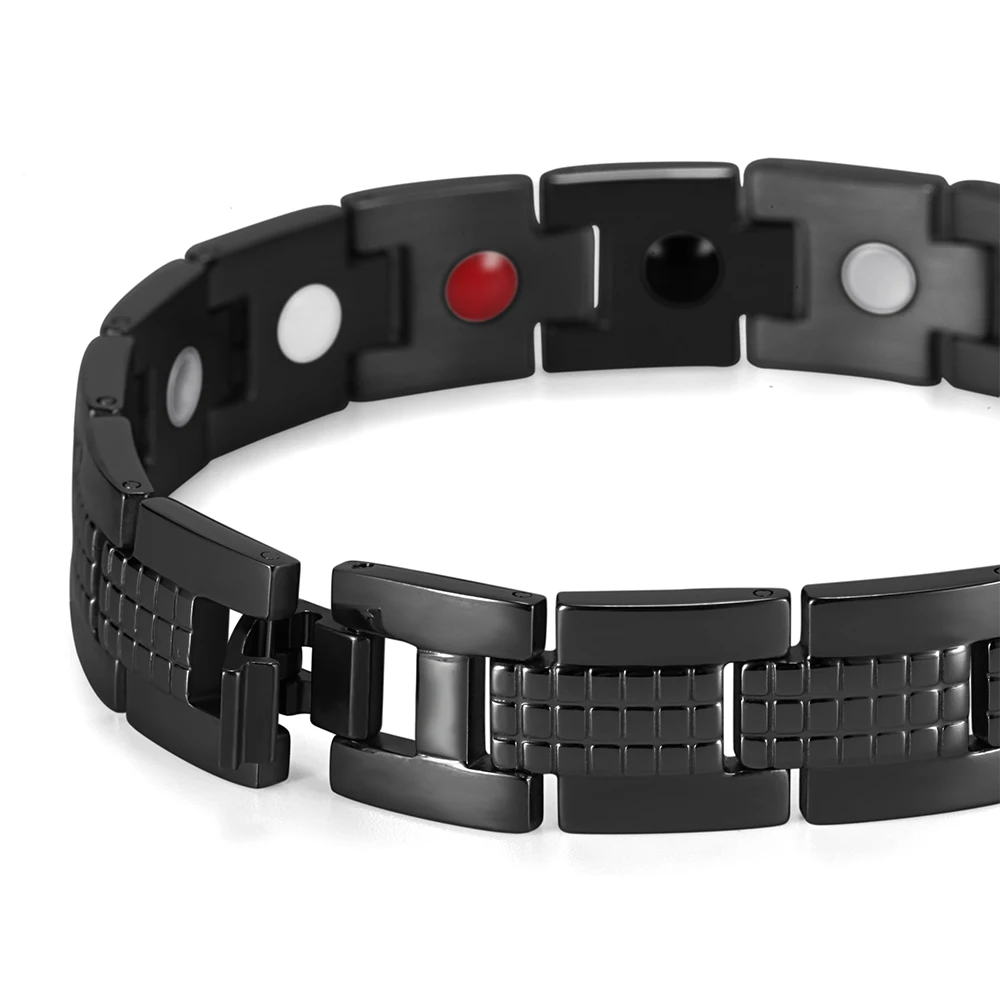Rainso Healing Magnetic Bracelet For Men 4IN1 Bio Energy  Improve Sleeping&Blood Pressure Stainless Steel Jewelry