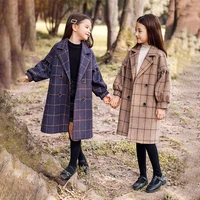 girls wool coat jacket outerwear 2022 blue warm thicken plus velvet winter autumn cotton%c2%a0school teenagers childrens clothing