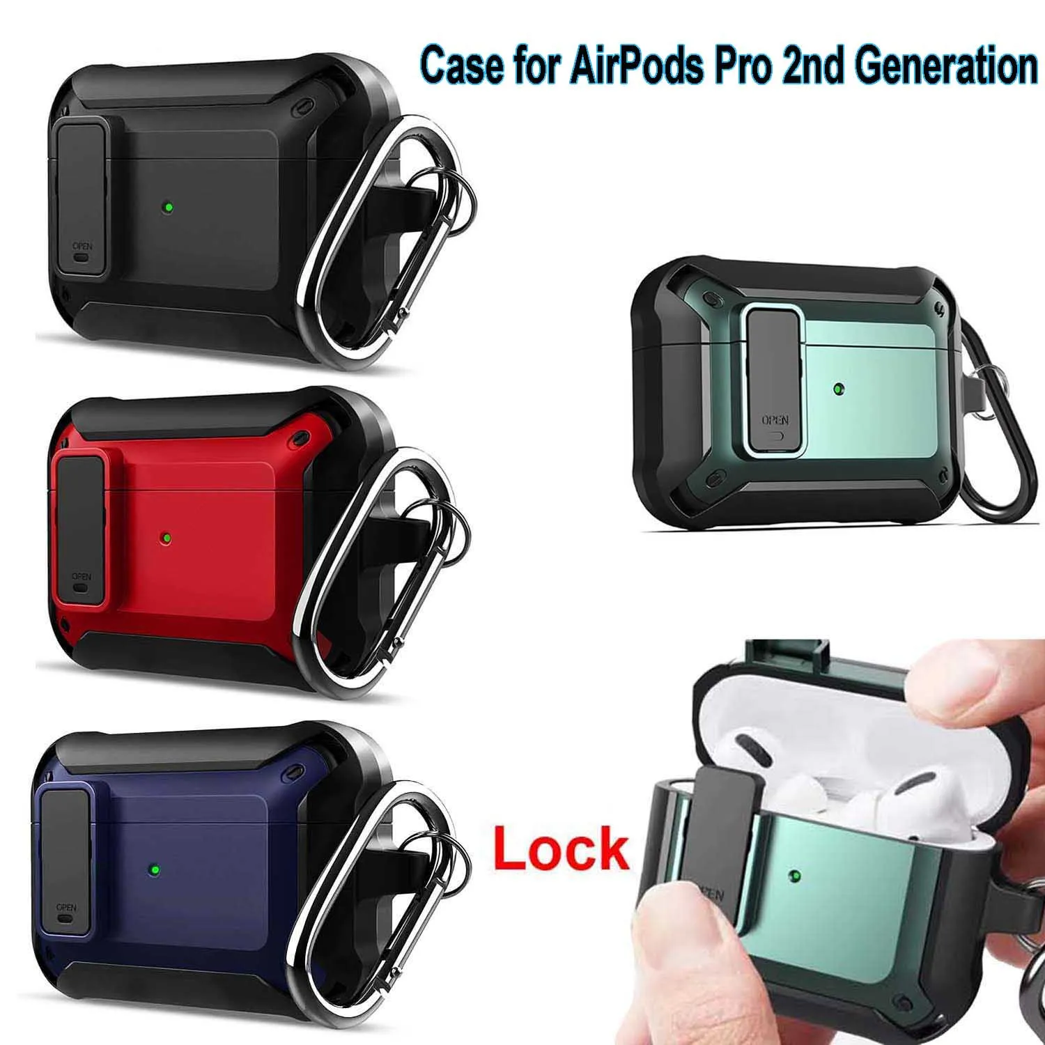 

Lock Rugged Case for Airpods Pro 2nd Generation Airpods Pro 2 (2022 Released ) Earphone Charging Case Cover Shell Accessories