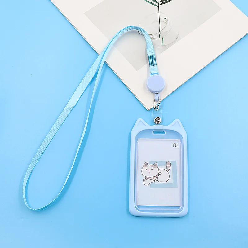 

1pcs Cute Cartoon Kids Bus Card Cover Case with Retractable Reel Lanyard Bank Identity Credit Card Holder ID Card Badge Holder