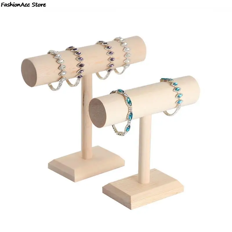 

Portable Hard Wooden Bracelet Chain T-Bar Rack Jewelry Display Stand for Bangle Watch Necklace Home Organization Holder Showcase