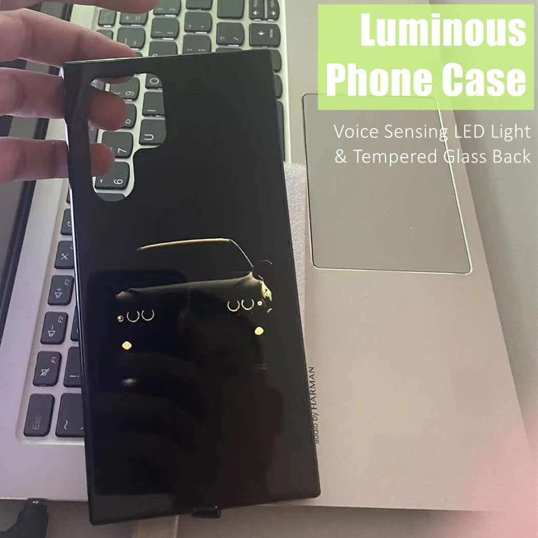 

Super Car Colorful LED Light Glow Luminous Tempered Glass Phone Case for OnePlus 6 6T 7 7T 8 8T 9 9R 10 Ace Nord 2 N20 N200 Pro