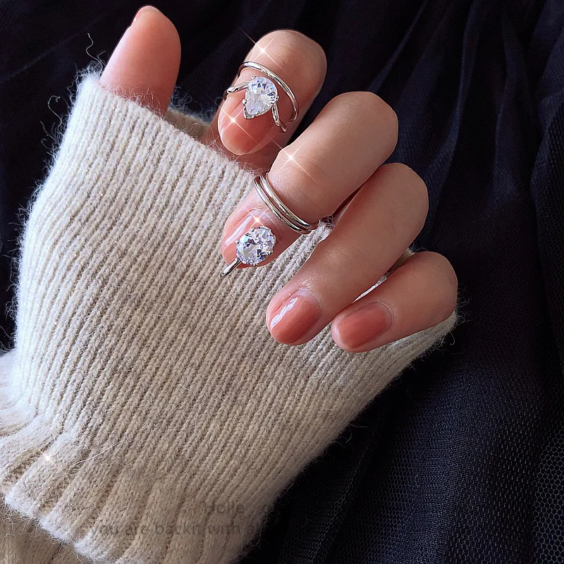 

Coconal Punk Fingertip Ring Carapace Joint Ring Simple Personality Zircon Crystal Opening Ring for Women Girls Men Party Jewelry