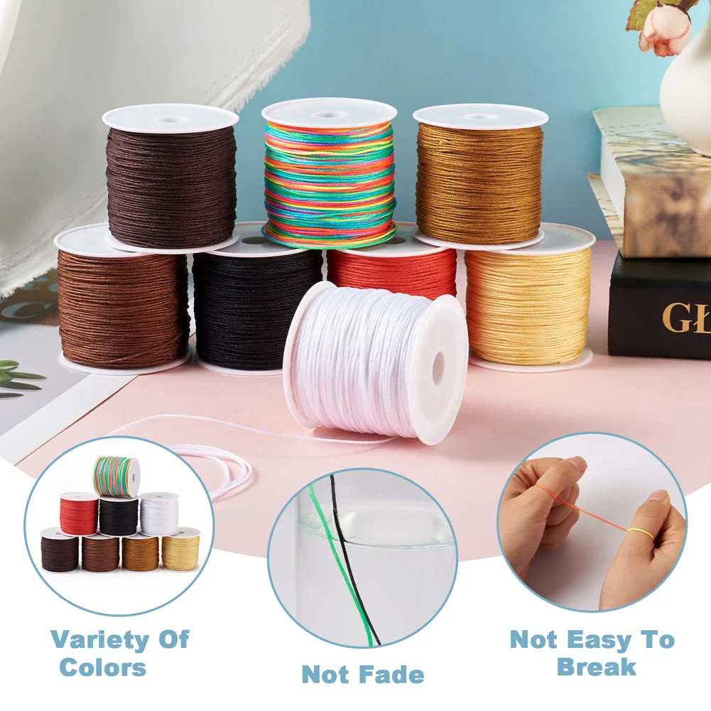 8 Rolls 0.8mm Nylon Cords For Beading Tassels Threads  Handmade Bracelet Necklace Jewelry Making Accessories Woven Decorative