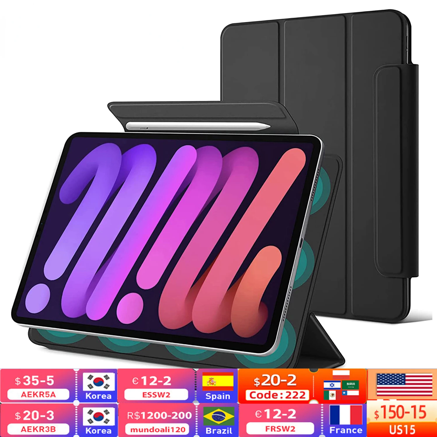 

Чехол для IPad Mini 6 2021 Pro 11 12,9 12 9 для IPad Air 4, Магнитный смарт-чехол с застежкой для IPad Air 5, Оригинальный чехол