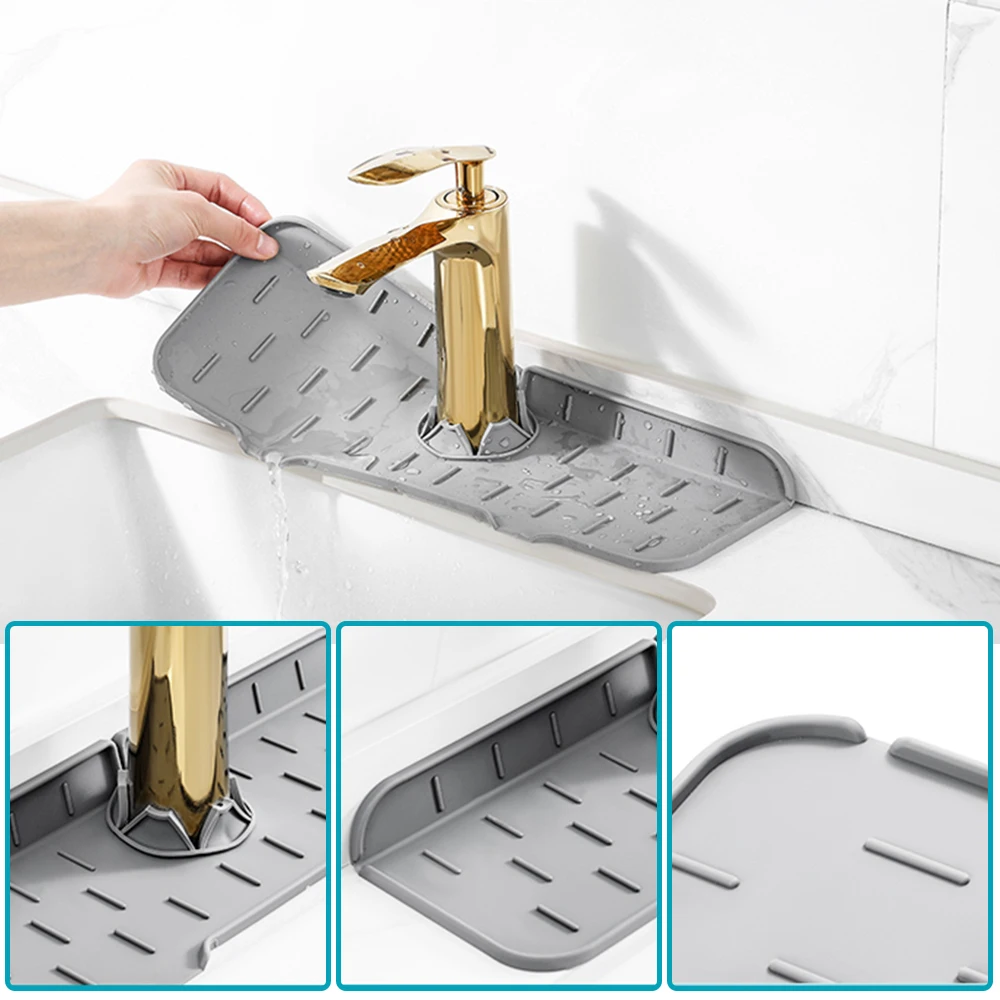 

Kitchen Silicone Absorbent Mat Sink Guard Faucet Water Splash Drip Catcher Countertop Protector Pad For Bathroom Home Gadget