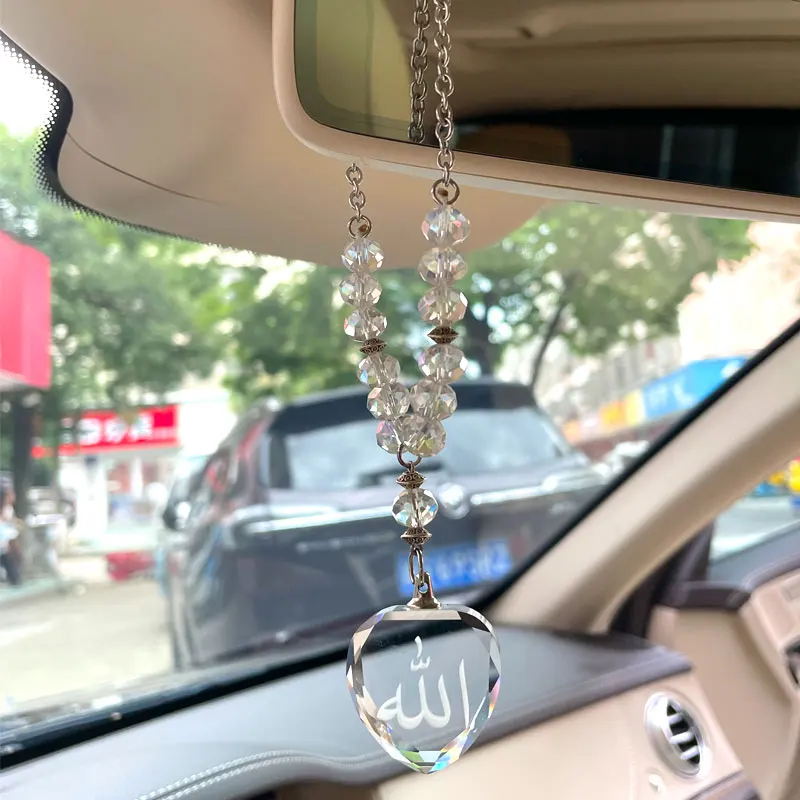 

Исламские хрустальные бусины Аллах сердце автомобиль кулон автомобиль висит