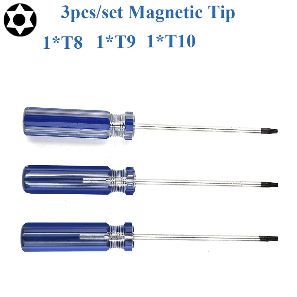 

3PCS T8 T9 T10 Precision Magnetic Screwdriver For Xbox 360 Wireless Controller Nutdrivers Hand Tools Open For PS3 Hard Driver