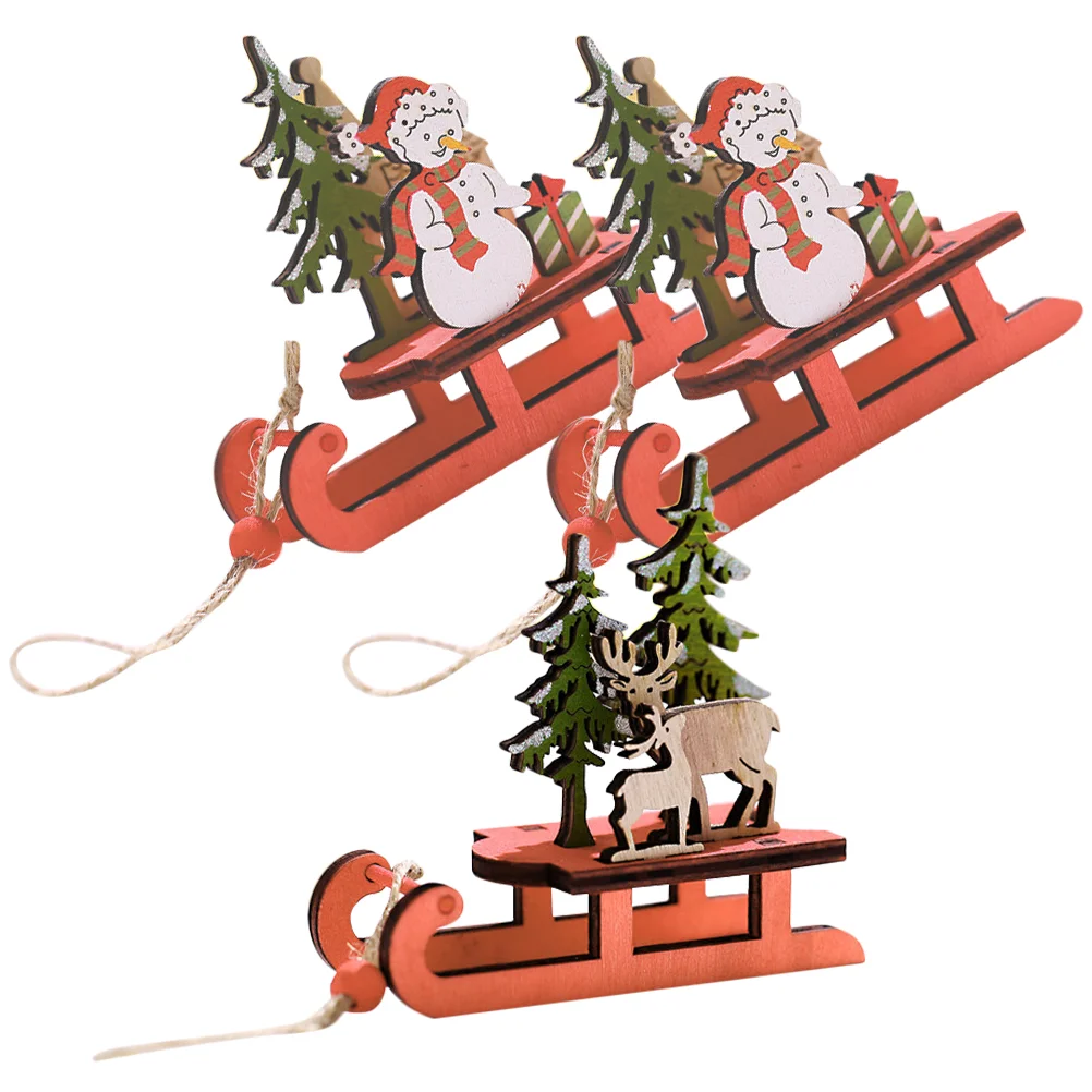 

Christmas Sled Ornament Miniature Wooden Sled Vintage Holiday Sleighs Xmas Hanging Pendant Colored Christmas Sled Pendant