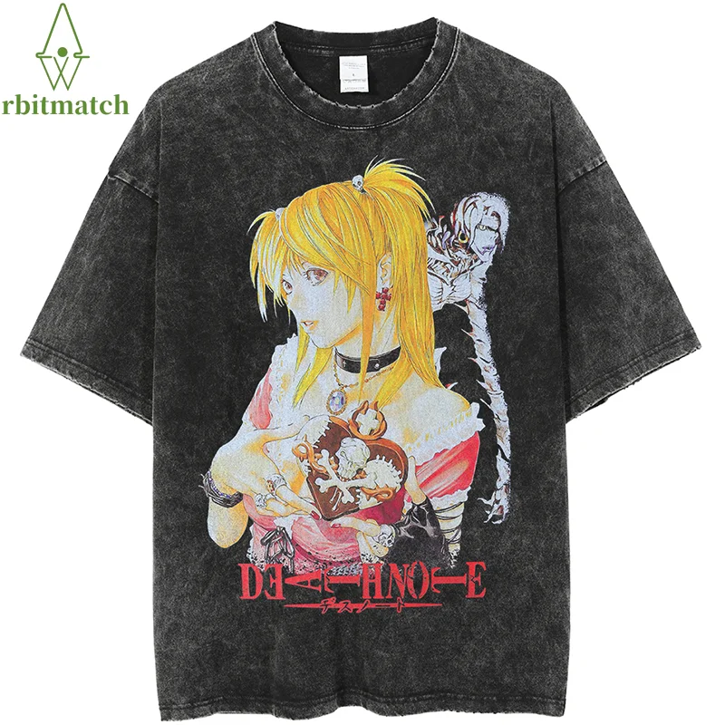 

Футболка мужская в стиле Харадзюку, винтажная тенниска оверсайз в стиле хип-хоп с принтом аниме, одежда для улицы, 100% хлопок, 2022