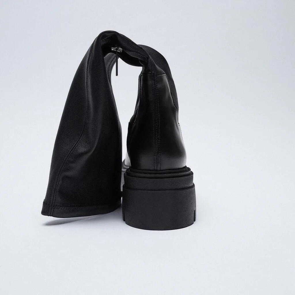 High Boots Women Zipper Leather Shoes 2022 Winter Thick Bottom Platform Ladies Knee High Boots Elegant Fashion Female Footwear