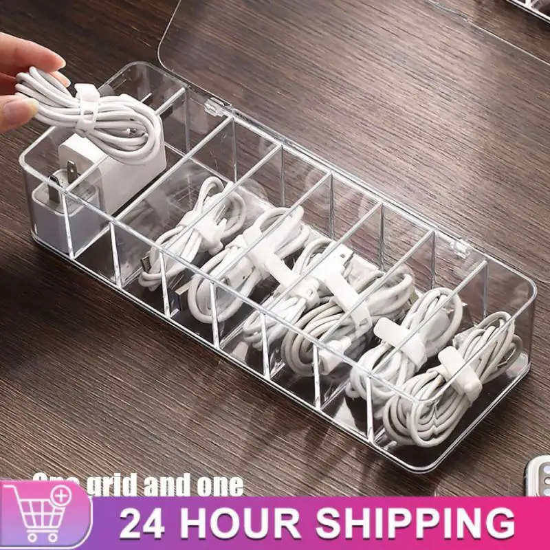 

Charging Cable Power Cord Buckle Dustproof Transparent Storage Box Hub 8 Cells Material Sorting Box Phone Accessories Portable