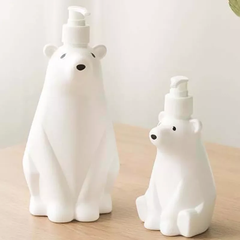 

Cute Polar Bear Shape Soap Dispenser Bathroom Refillable Shampoo Shower Gel Bottle Multi-purpose Liquid Storage Container Bottle