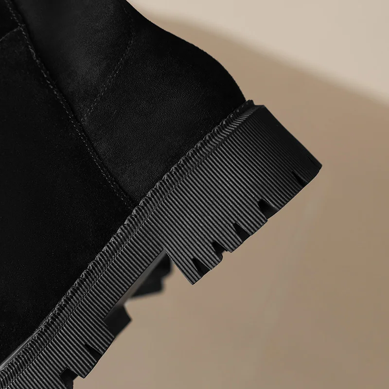 Женские ботфорты из бычьей замши высокие сапоги до бедра новинка осень-зима