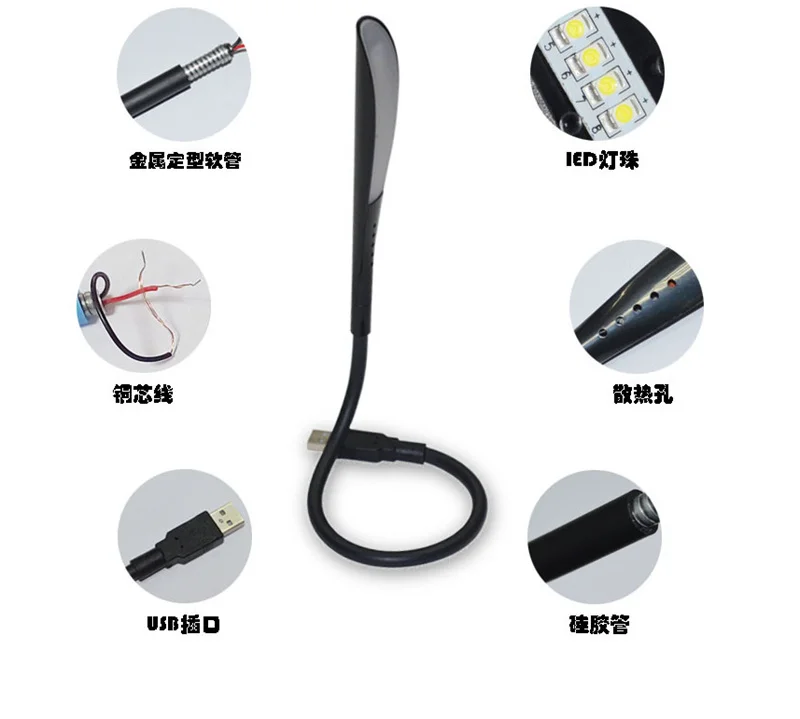 Фото Portable USB LED Mini Book Light Reading Light Table Lamp Flexible 14leds USB Lamp for Power Bank Laptop Notebook PC Computer №2