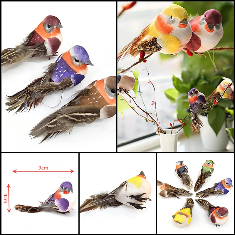 

1PC Colorful Fake Bird Artificial Foam Simulation Birds with Feather DIY Wedding Decorations Christmas Ornaments