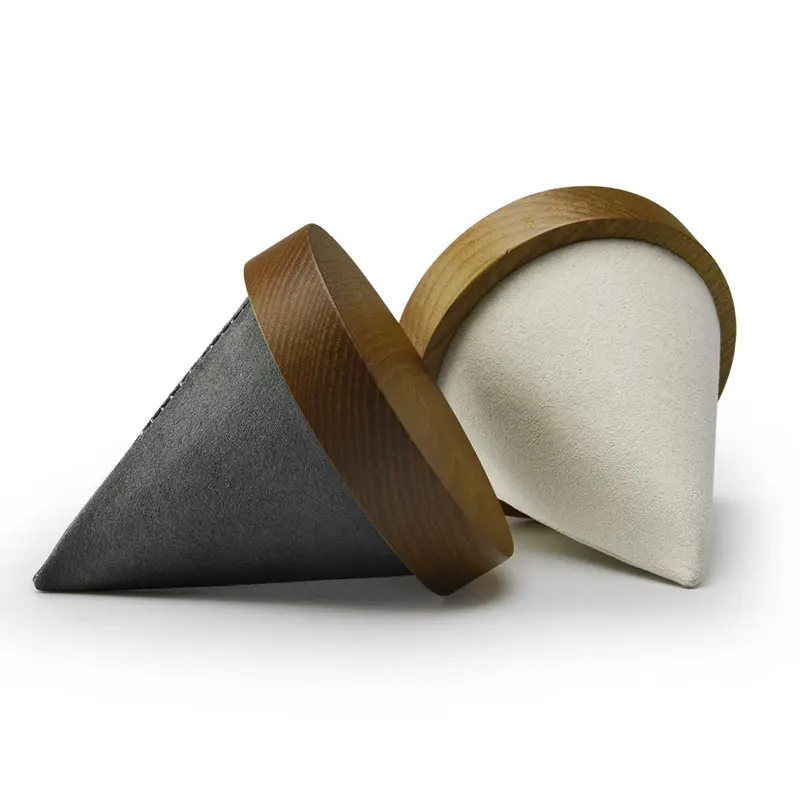 Oirlv Solid Wood Jewelry Holder Beige Gray Conical Wooden Bracelet Display Stand For Chain Bracelet Holder Jewelry Display Rack