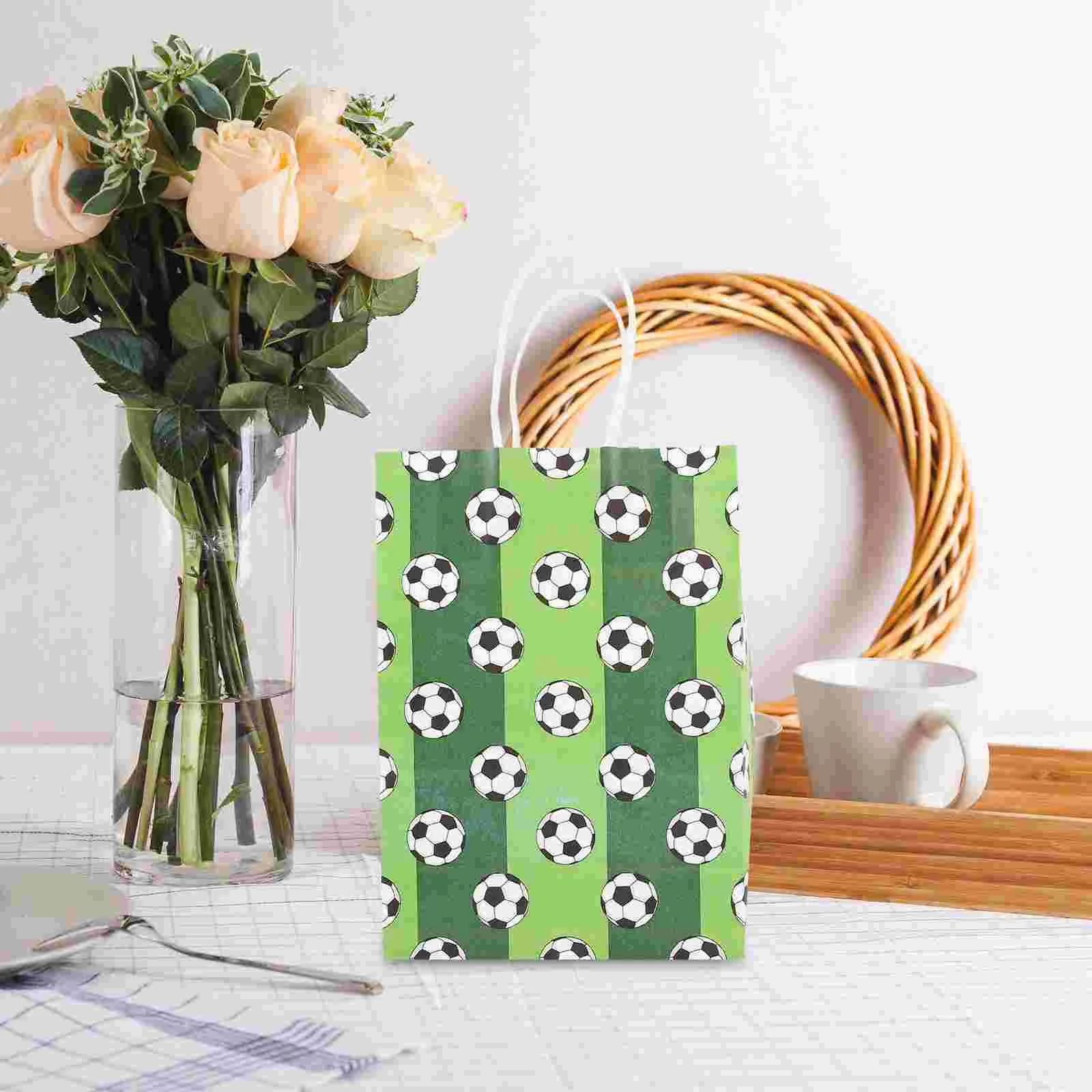 

12 Pcs Big Gift Bags Medium Size Large Soccer Treat Team Footba Mini Handles Goody