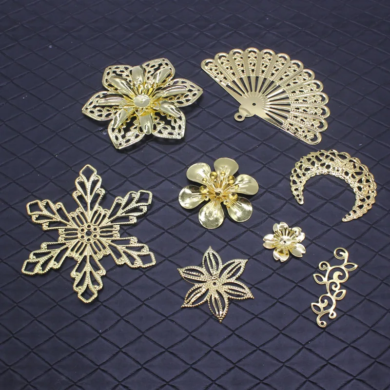 

DIY Antiquity Hairpin Step Headdress Material Phoenix Crown Flowers Iron sheets Accessories half moon hollow Mobile Phone Shell