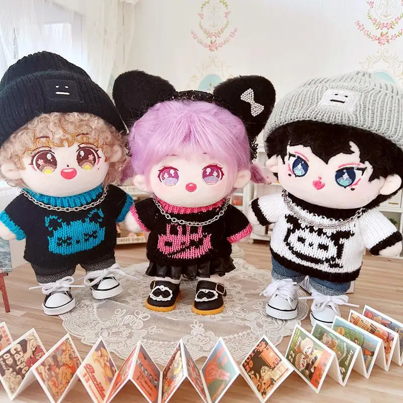 

20cm Doll Clothes Kawaii Sweater Match Outfit Hat for EXO Kpop Skz Cotton Stuffed Toys Accessories Change Dressing Game