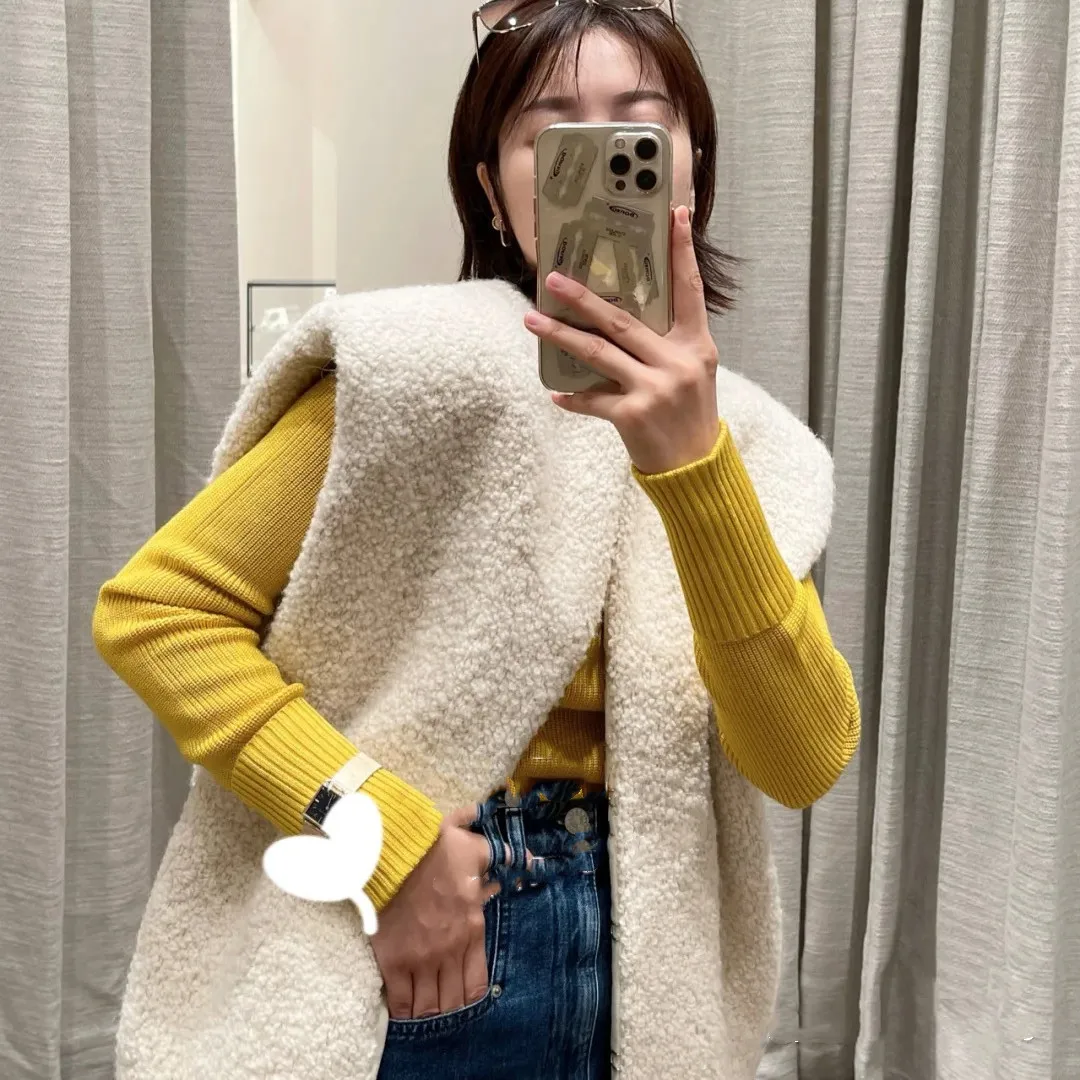 

Women Tops 2021 Autumn and Winter New Simple and Versatile Women's Wool Blended Sleeveless Vest Jacket