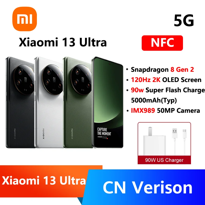 Original Xiaomi 13 Ultra 5G Cellphone 6.73″ 2K OLED 120Hz Screen 50MP Leica Triple Camera 90W 5000mAh NFC MIUI 14