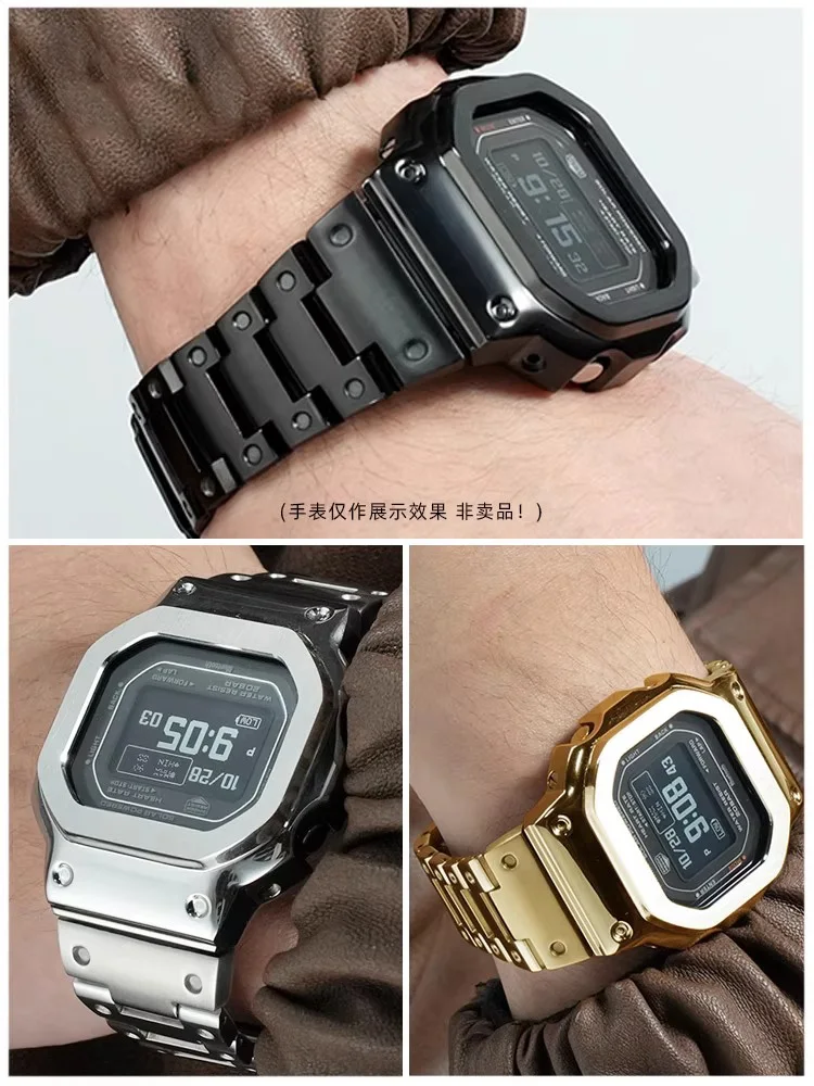 Фото Комплект из нержавеющей стали для Casio DW-H5600, корпус браслета, металлический ободок, 3 цвета, серебристый, золотой, черный G-Square H5600, аксессуары для ремонта для мужчин №3