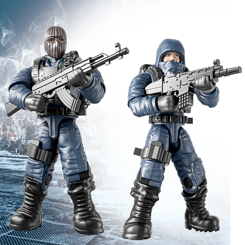 

1:36 Mini SWAT Action Figures with Weapon Equipment Military Special Force Soldiers Assembly Toys Weapon Building Bricks Toys