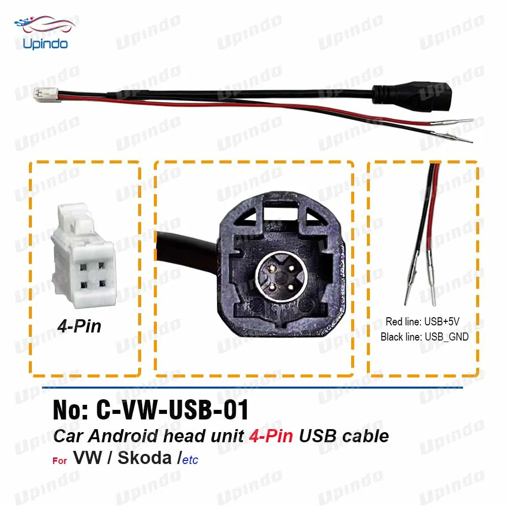 

4-контактный USB-кабель Android, жгут проводов, адаптер для VW Golf 7 Bore Touran Teramont Tiguan Skoda Octavia Superb