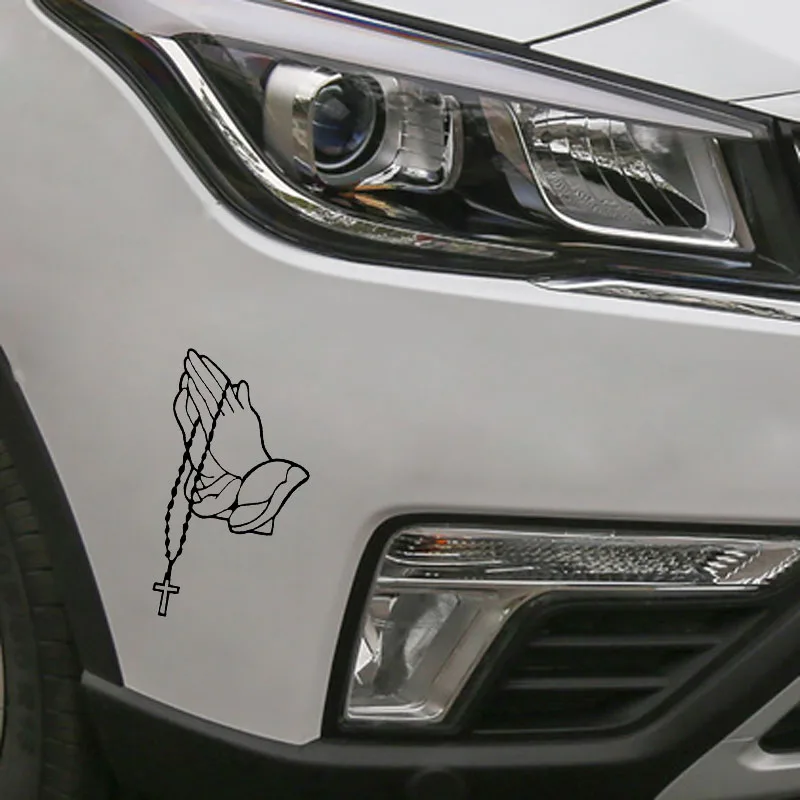 Веселый персонализированный наклейка на автомобиль с изображением молитвенной руки ПВХ для бампера, окна и всего кузова черно-белая 17см*10см.