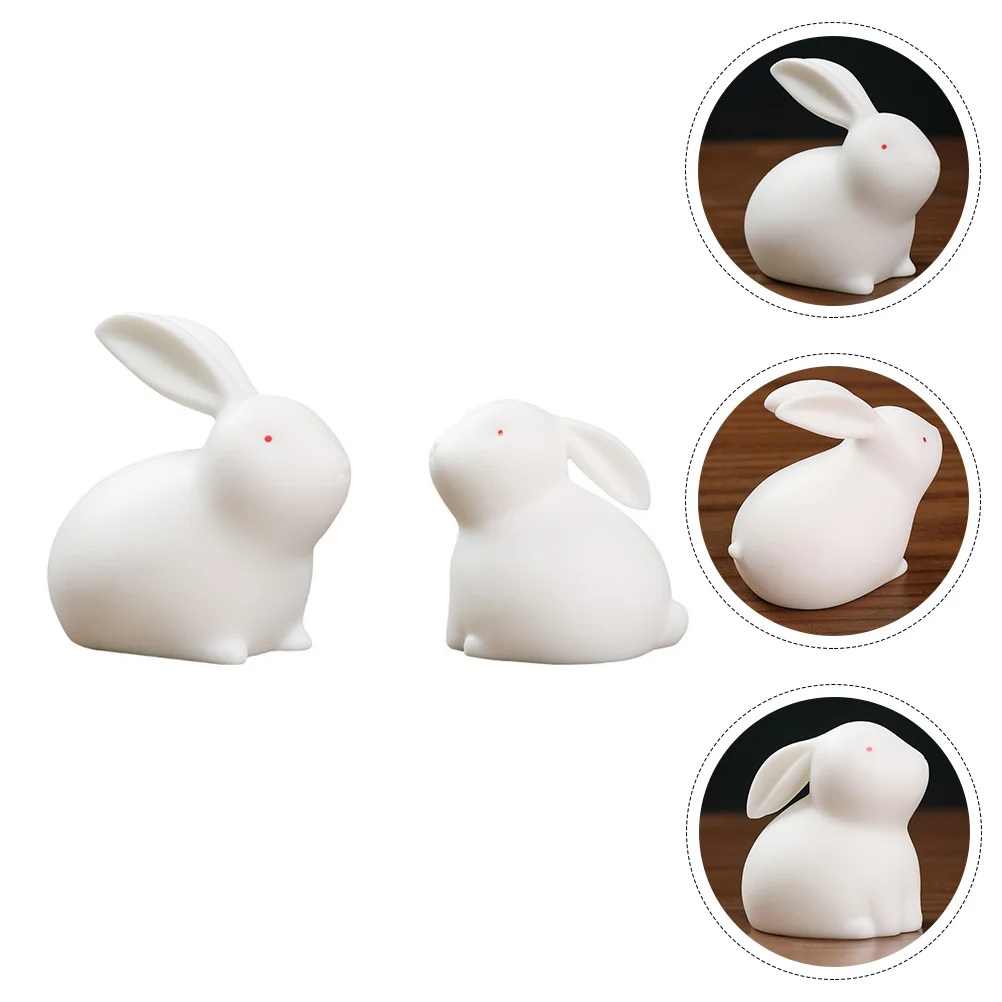 

Bunny Rabbit Figurines Decor Miniature Statue Figurine Zodiac Ceramic Desktop Table Year Newanimal Tabletop Decorations Adorn