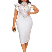 lace party dress white african dresses for women ruffle sleeves high waist tight african clothes princess good quality summer