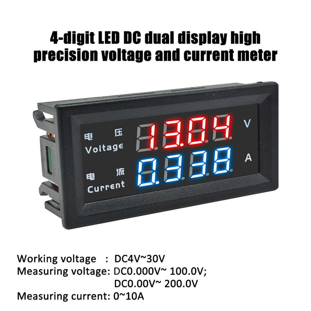 

0.28'' DC 100V 200V 10A Digital Voltmeter Ammeter 4-Digit 5 Wires LED Display Voltage Regulator Volt AMP Meter Tester M4430