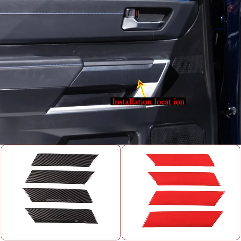 

For Toyota Tundra 2022 Car Styling ABS Carbon Fiber/Red Car Door Inner Door Panel Trim Sticker Car Accessories