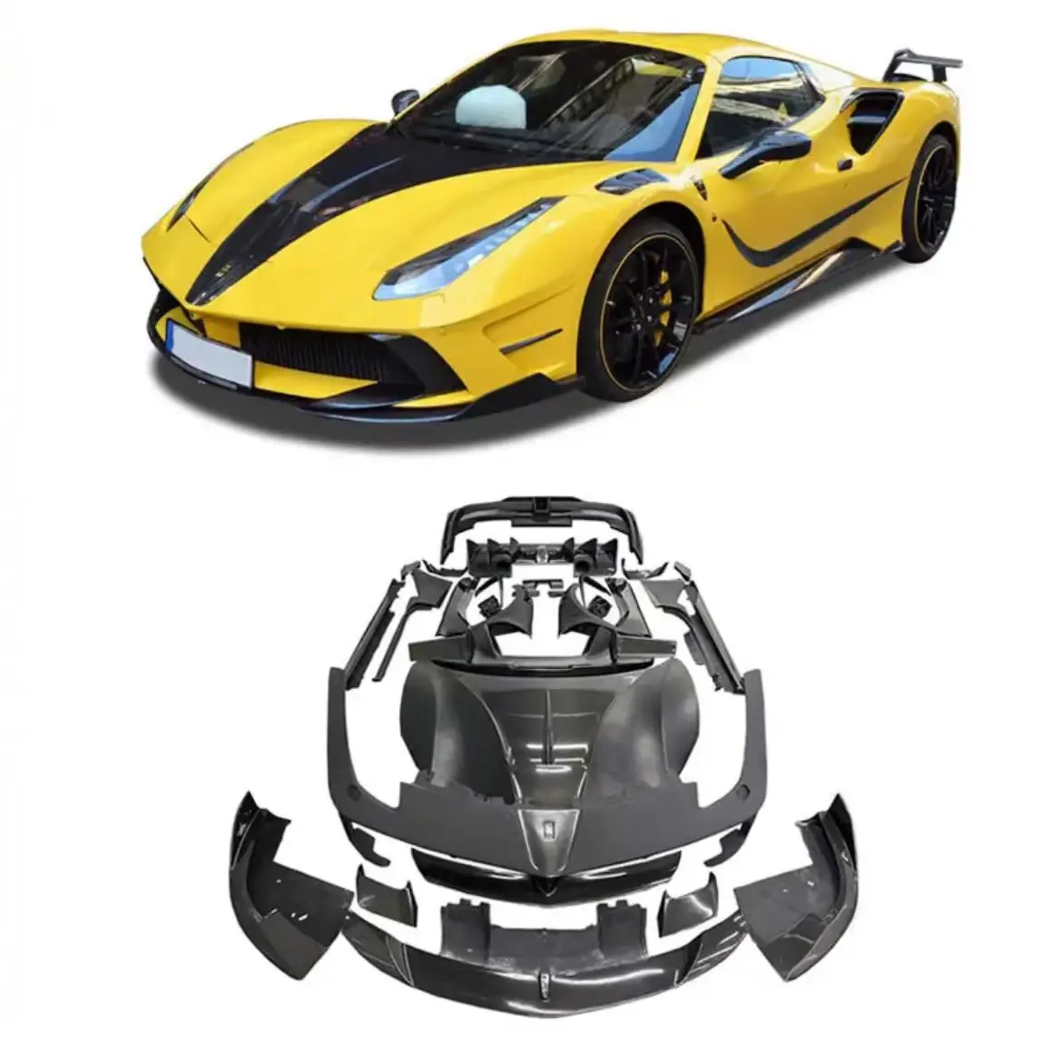 Для автомобильного бампера Fe rrari 488 из углеродного волокна передний диффузор для