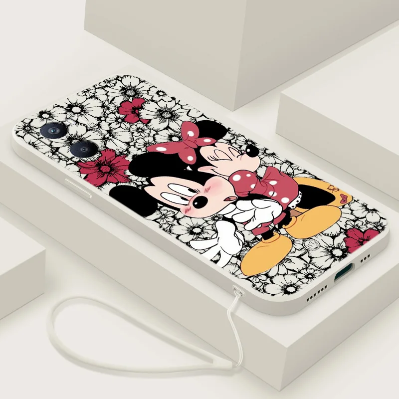 

Mickey Minnie Mouse For OPPO A96 A94 A93 A77 A76 A74 A73 A72 A57 A54S A53S A52 A33 A31 A12 Liquid Rope Funda Cover