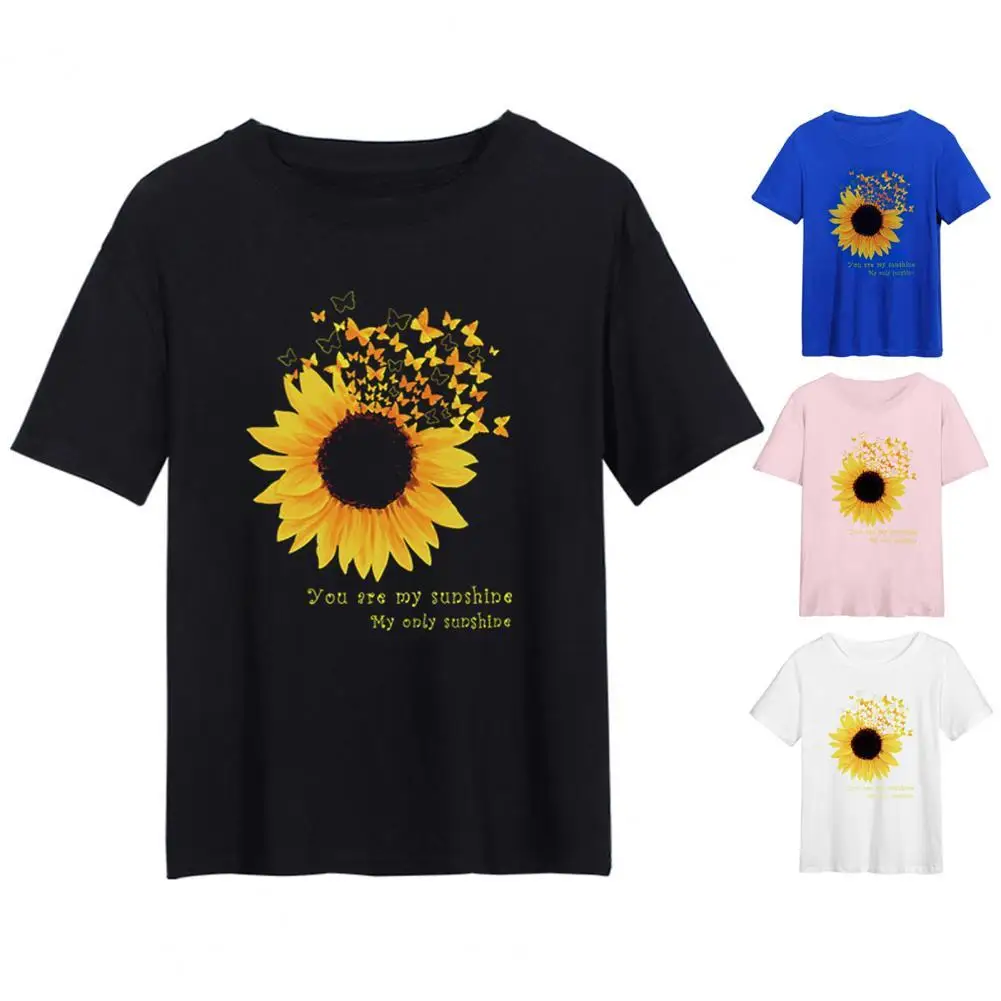 

Trendy Lady T-shirt Wear-resistant All Match Women T-shirt Young Style Summer Blouse