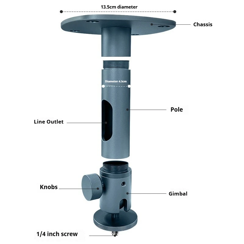 Фото Крепление для проектора MAX 20KG, усиленное, для стен и потолков, 360° °   Кронштейн для потолочного крепления из алюминиевого сплава для Dangbei, XGIMI, Vidda, JMGO №4