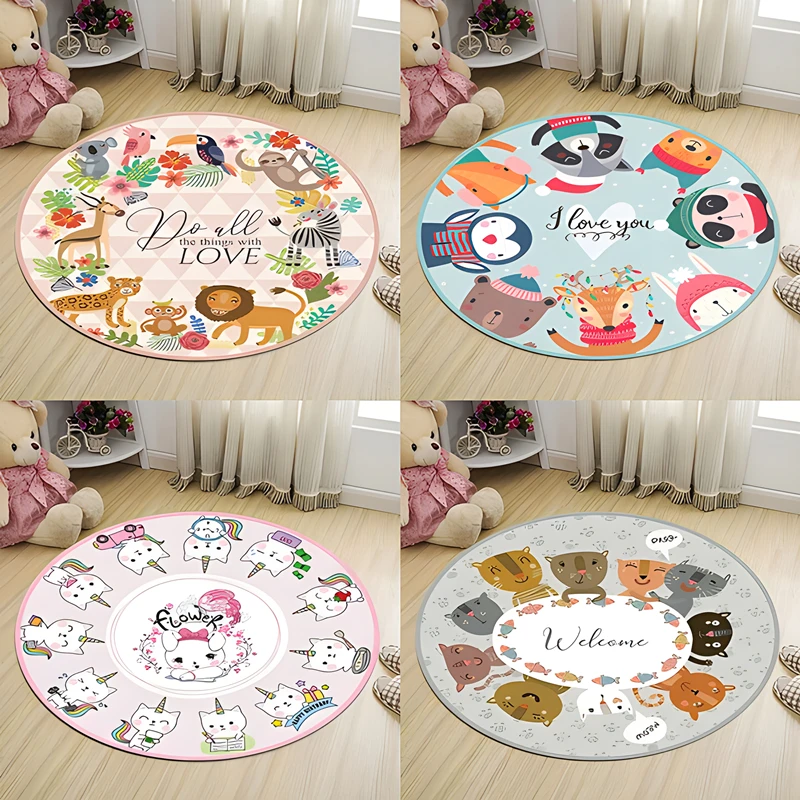 

Children's Rug Cartoon Animal Rug Round Rug Children's Room Decoration Rug Living Room Bedroom Rug Children's Birthday Gift