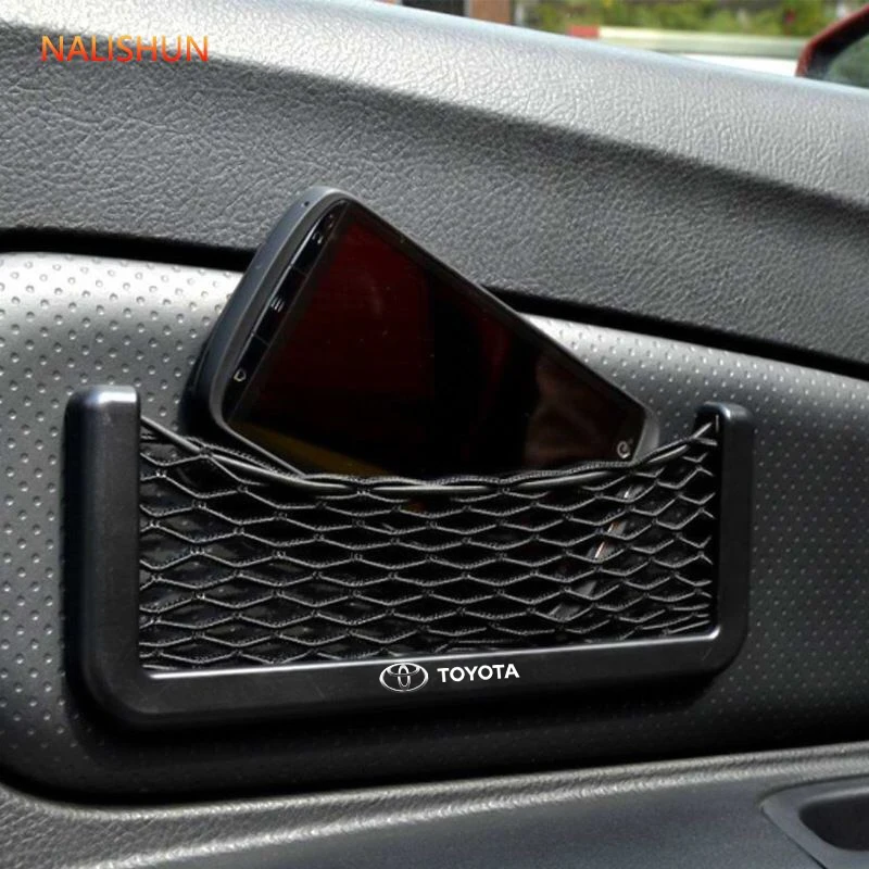 

Car Storage Bag Elastic Flexible Mesh Back Cargo Truck Storage Organizer Net For Toyota logo Camry Land Cruiser rav4