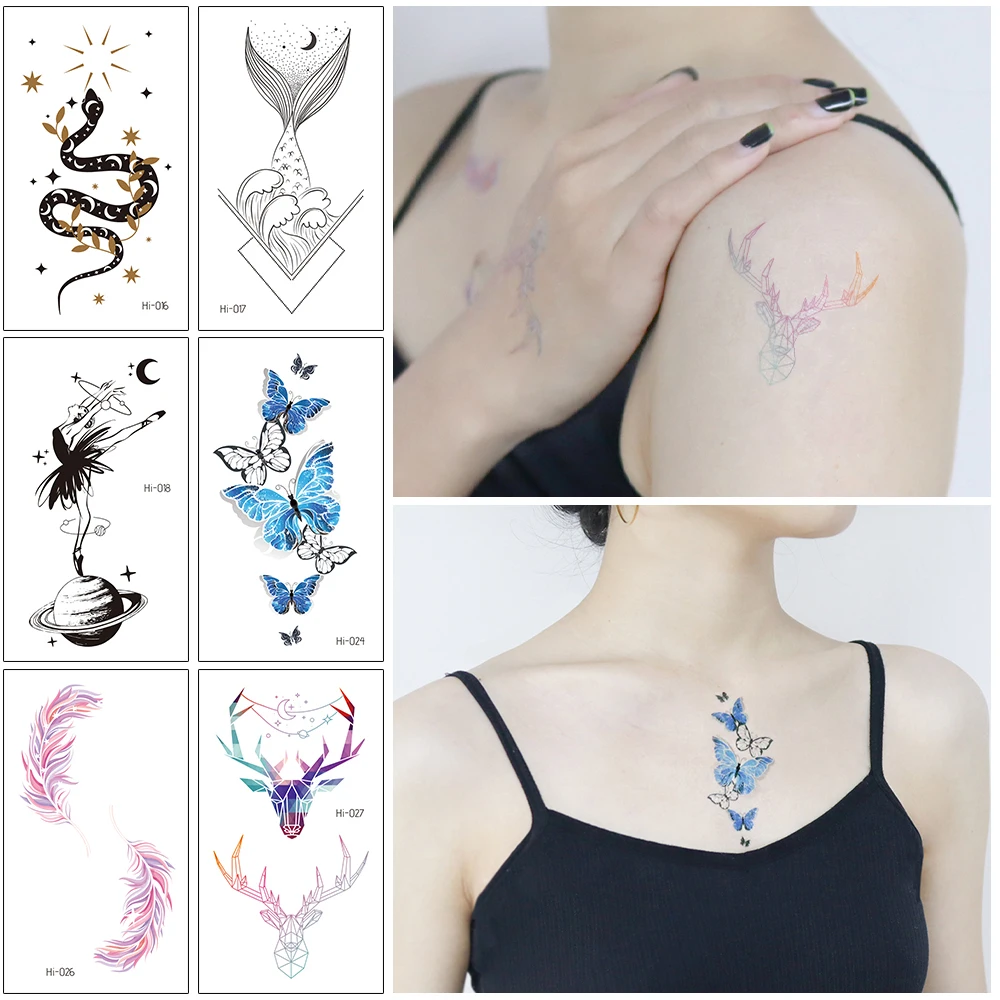 VeeCharm-светящиеся временные тату-наклейки-несколько рисунков символов яркий