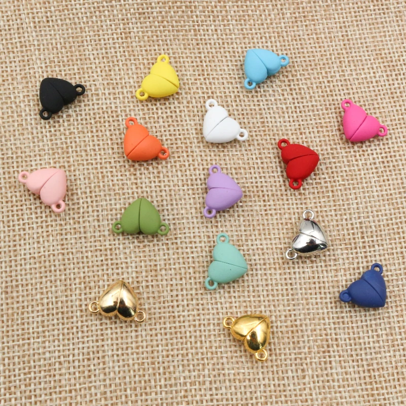

5 Sets Love Heart Shape Magnetic Connected Clasps Beads Charms End Caps for DIY Couple Bracelet Necklace Making Jewelry