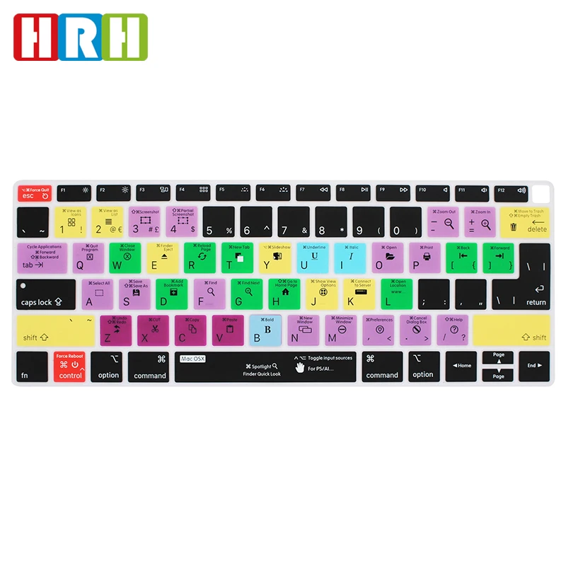 

HRH For Mac OSX Shortcuts Silicone Laptop Keyboard Cover Skin for MacBook Newest Air 13" 2018 Release A1932 with Retina Display