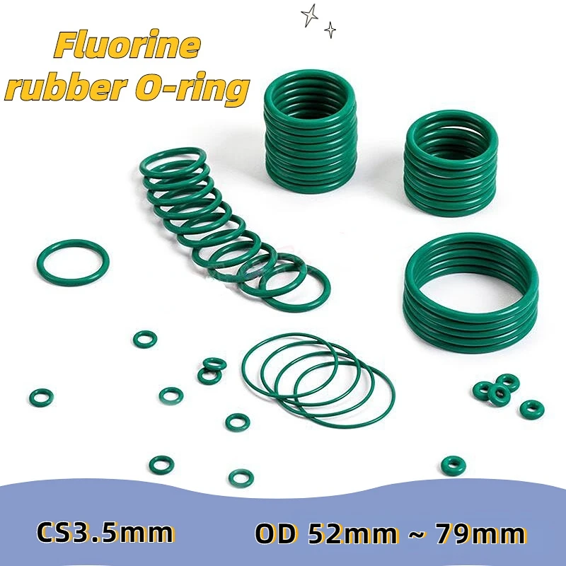 

CS 3.5mm 5/10Pcs FKM Rubber O RING OD 52/53/54/55/56/57/58/59/60-79*3.5 Mm O-Ring Fluorine Gasket Oil Seal Green ORing
