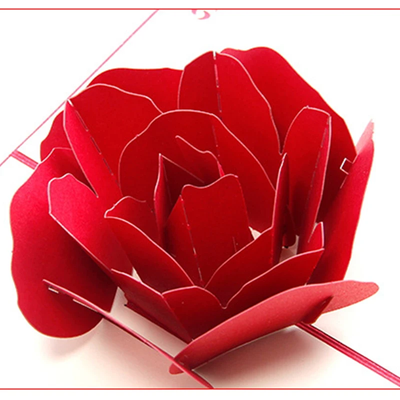 

Romantic Floral Love Card 3D Pop-up Flower Greeting Card Couple Anniversary Paper Card for Wedding Party Valentine's Day