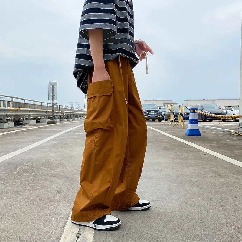 

Cotton Cargo Pants Men Fashion Retro Pocket Casual Pants Mens Japanese Streetwear Loose Hip Hop Wide Leg Pants Mens Trousers