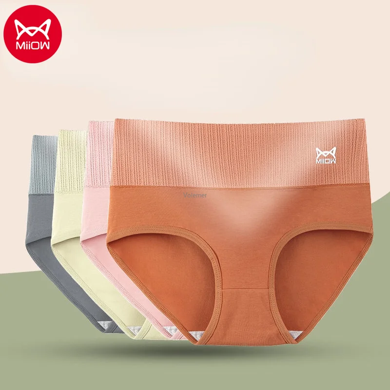 

MiiOW 3 шт./лот женские хлопковые трусы с высокой посадкой графеновые антибактериальные трусы с промежностью бесшовное женское нижнее белье